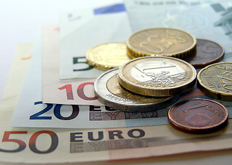 Image showing Euro coins and notes