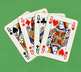 Image showing Poker of queens cards