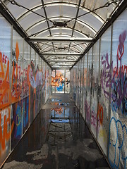 Image showing Footbridge with graffiti