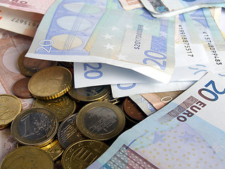 Image showing Euro coins and notes