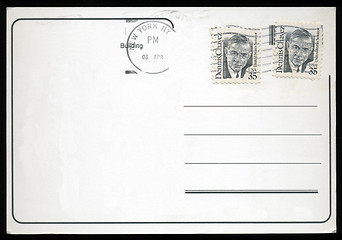 Image showing Blank postcard with stamp