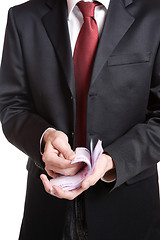 Image showing Businessman Holding Money