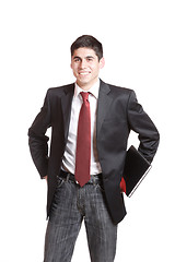 Image showing Confident businessman with notebook