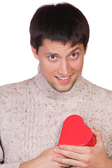 Image showing young man with a gift box