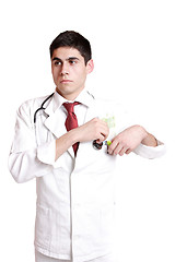 Image showing Doctor with 100 dollars bills 