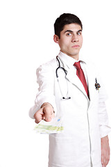 Image showing Doctor with 100 dollars bills 