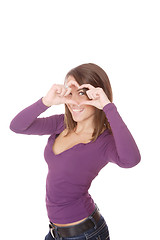 Image showing woman with heart over white background