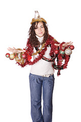 Image showing A model with christmas decorations
