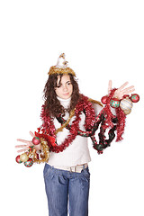 Image showing A model with christmas decorations