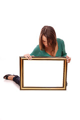 Image showing fashion woman with a frame