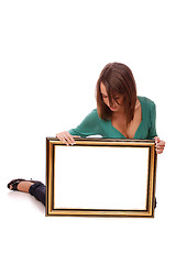 Image showing fashion woman with a frame