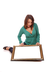 Image showing fashion woman with a frame