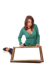 Image showing fashion woman with a frame