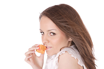 Image showing Attractive woman with a cake