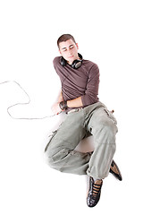 Image showing Man is listening to the music