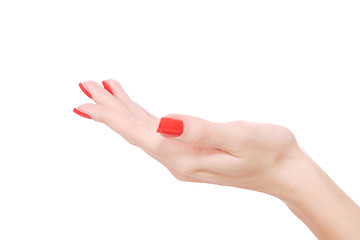 Image showing Female hand on a white background