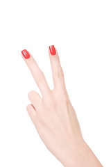 Image showing Female hand on a white background