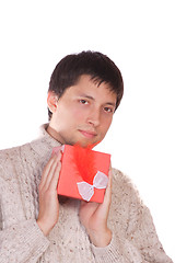 Image showing young man with a gift box