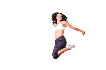 Image showing Young woman jumping 