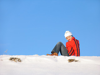 Image showing Siting on snow