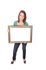 Image showing fashion woman with a frame