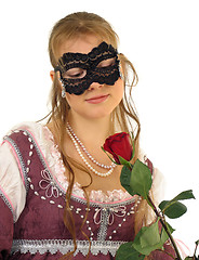 Image showing Young lady with red rose
