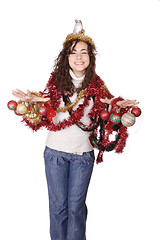Image showing A model with christmas decorations