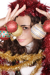 Image showing A model with christmas decorations