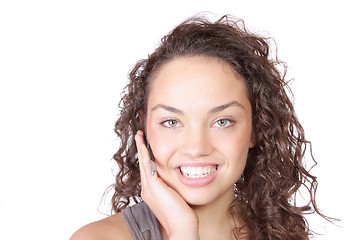 Image showing woman with headphones with microphone