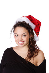 Image showing young woman wearing christmas hat