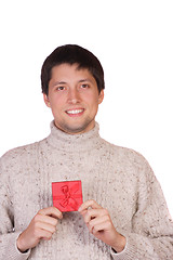 Image showing young man with a gift box