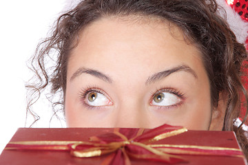 Image showing Girl Holding Christmas Gift