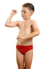 Image showing Boy flexing biceps muscles