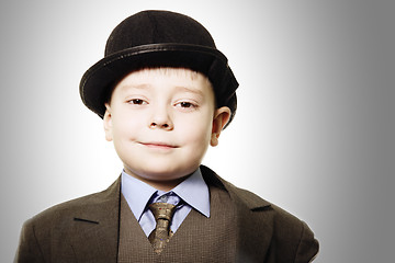 Image showing Funny boy in bowler hat