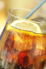 Image showing Cold drink with lemon and ice