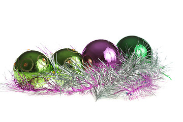 Image showing Christmas balls in a row