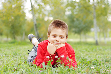 Image showing Laying down on grass