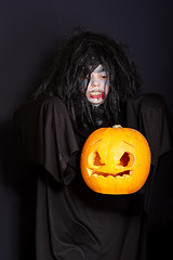 Image showing Levitating Halloween pumpkin