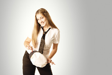 Image showing Smiling girl with white cap