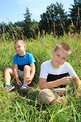 Image showing Kids in grass