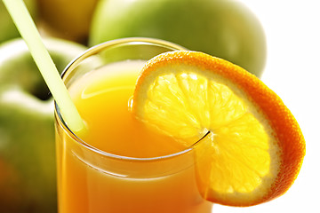 Image showing Orange fresh juice and apples