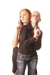 Image showing Women with gun