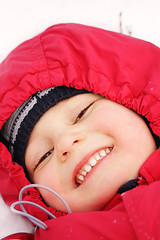 Image showing Smiling boy on snow