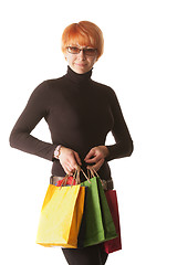 Image showing Redhead with color bags