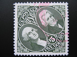 Image showing Used $5  USA stamp