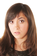 Image showing Frightened brunette