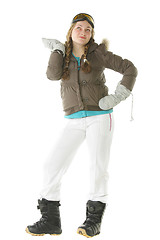 Image showing Snowboarder woman