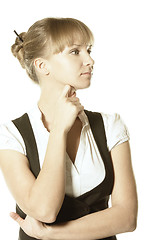 Image showing Pensive blonde businesswoman