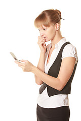 Image showing Woman reading message