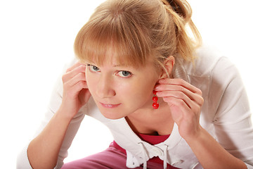 Image showing Red earrings